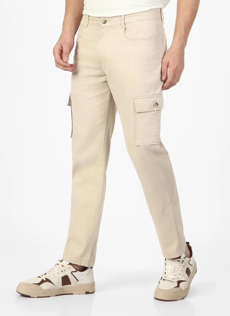 Urbano Fashion  Urbano Fashion Men's Sand Regular Fit Solid Cargo Chino Pant with 6 Pockets Stretchable for Men | Best Price UAE